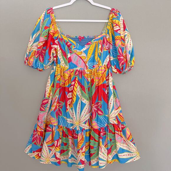 Flying Tomato Blue and Pink Puff Sleeve Sundress - Picture 3 of 13